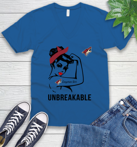 NHL Arizona Coyotes Girl Unbreakable Hockey Sports V-Neck T-Shirt 3
