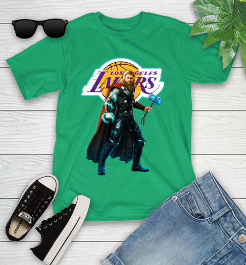 NBA Thor Avengers Endgame Basketball Los Angeles Lakers Youth T-Shirt 6