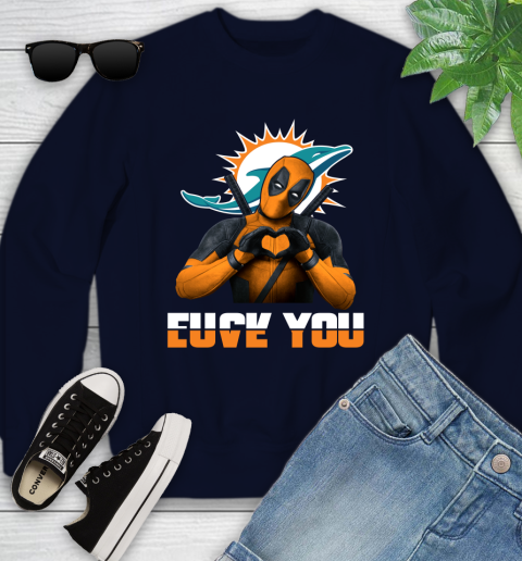 NHL Miami Dolphins Deadpool Love You Fuck You Football Sports Youth Sweatshirt 2