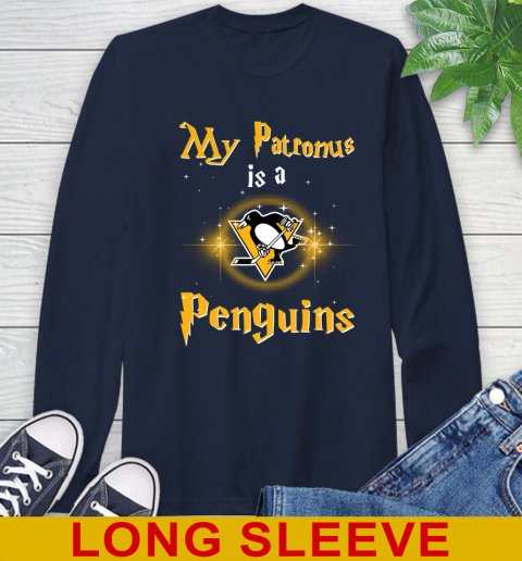 NHL Hockey Harry Potter My Patronus Is A Pittsburgh Penguins Long Sleeve T-Shirt 3