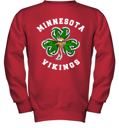 NFL Minnesota Vikings Three Leaf Clover St Patrick's Day Football Sports SuAVLxATSmr youth sweatshirt 47 95 151514 front red