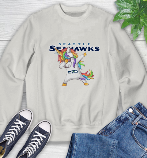 Seattle Seahawks NFL Football Funny Unicorn Dabbing Sports Sweatshirt 12