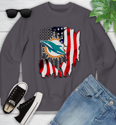 Miami Dolphins NFL Football American Flag Youth Sweatshirt 5