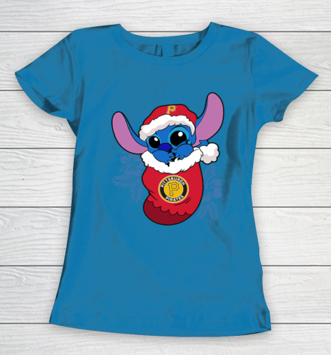 Pittsburgh Pirates Christmas Stitch In The Sock Funny Disney MLB Women's T-Shirt 7