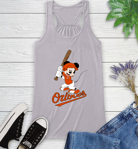MLB Baseball Baltimore Orioles Cheerful Mickey Mouse Shirt Racerback Tank 5