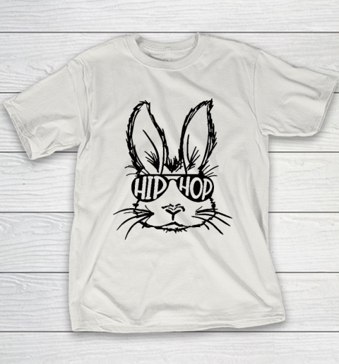 Hip Hop Bunny Face With Sunglasses Easter Day Youth T-Shirt 9