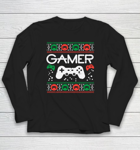 Gamer Ugly Christmas Sweater Retro Video Game Xmas Long Sleeve T-Shirt