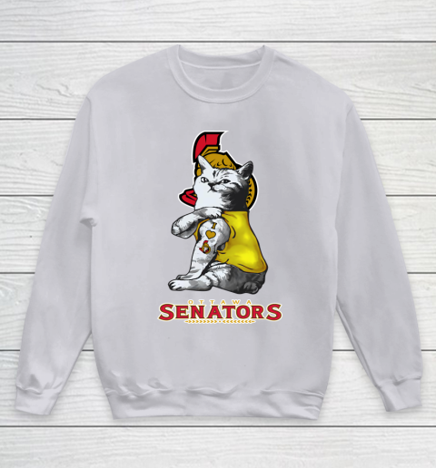 NHL My Cat Loves Ottawa Senators Hockey Youth Sweatshirt 3