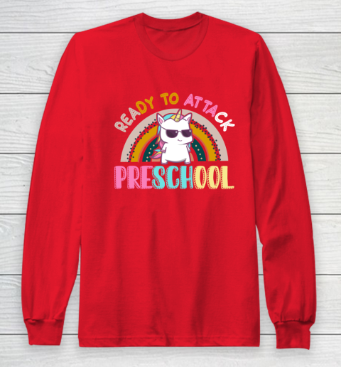 Back to school shirt Ready To Attack PreSchool Unicorn Long Sleeve T-Shirt 15