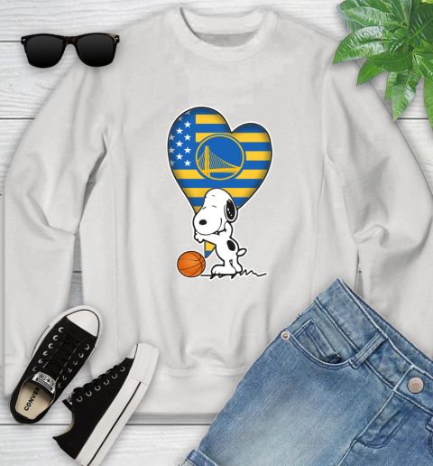 Golden State Warriors NBA Basketball The Peanuts Movie Adorable Snoopy Youth Sweatshirt
