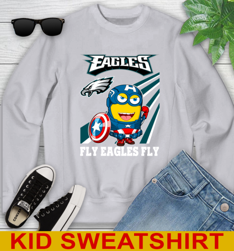 NFL Football Philadelphia Eagles Captain America Marvel Avengers Minion Shirt Youth Sweatshirt 3