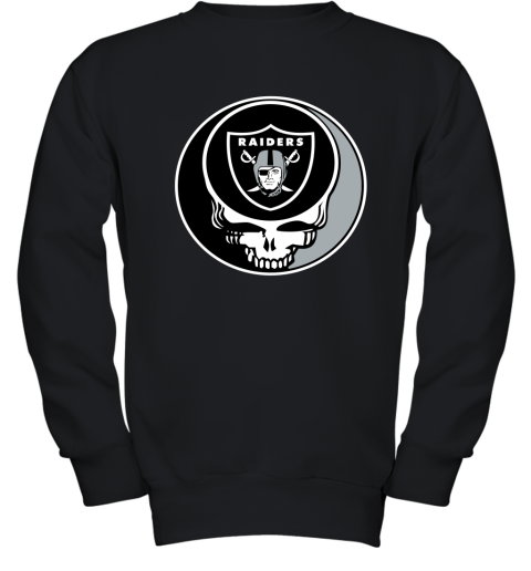 NFL Oakland Raiders Grateful Dead Rock Band Football Sports BrNYnC6nyyD youth sweatshirt 47 95 151514 front black