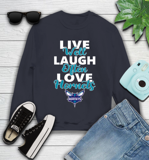 NBA Basketball Charlotte Hornets Live Well Laugh Often Love Shirt Youth Sweatshirt 2