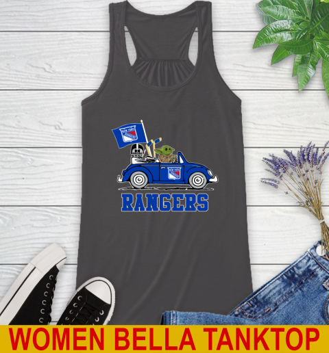 NHL Hockey New York Rangers Darth Vader Baby Yoda Driving Star Wars Shirt Racerback Tank 12