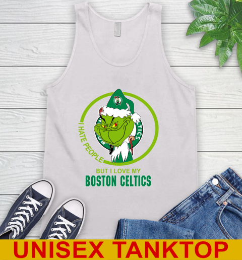 Boston Celtics NBA Christmas Grinch I Hate People But I Love My Favorite Basketball Team Tank Top