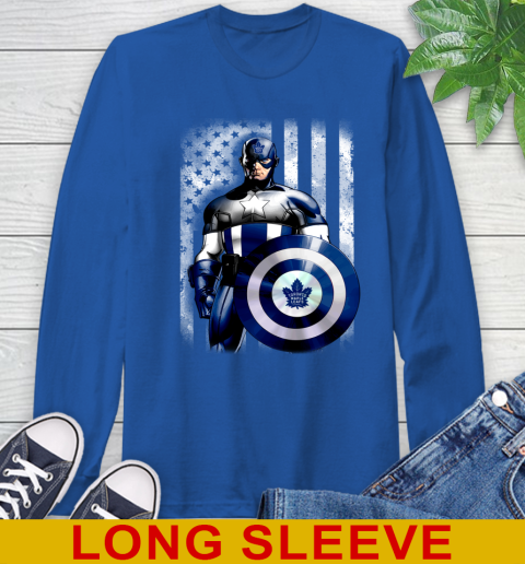Toronto Maple Leafs NHL Hockey Captain America Marvel Avengers American Flag Shirt Long Sleeve T-Shirt 11