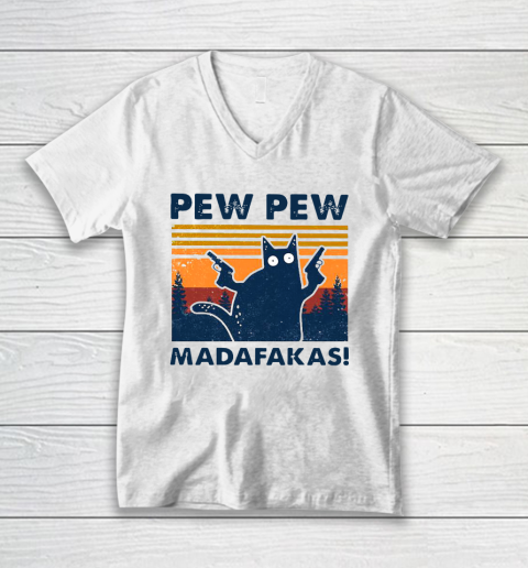Cat Pew Pew Madafakas Vintage V-Neck T-Shirt