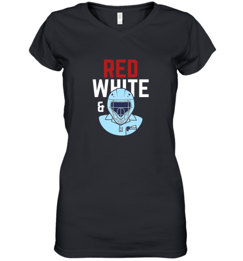 Baseball Umpire Red White Blue USA America Women's V-Neck T-Shirt