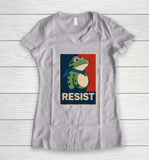 Portland Frog Protest “RESIST” Shirt Women's V-Neck T-Shirt
