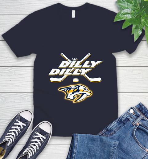 NHL Nashville Predators Dilly Dilly Hockey Sports V-Neck T-Shirt 3