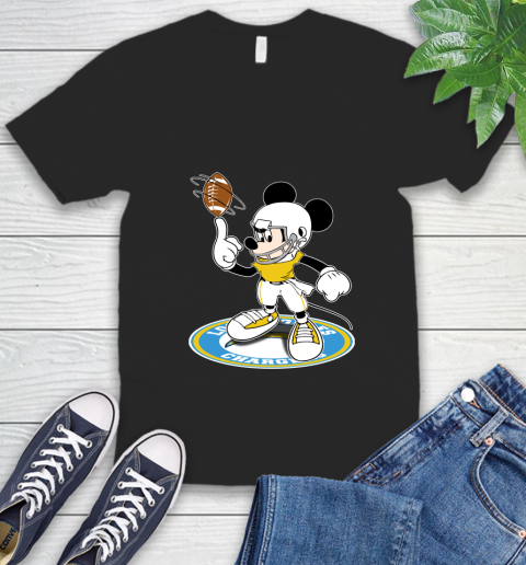 NFL Football Los Angeles Chargers Cheerful Mickey Disney Shirt V-Neck T-Shirt