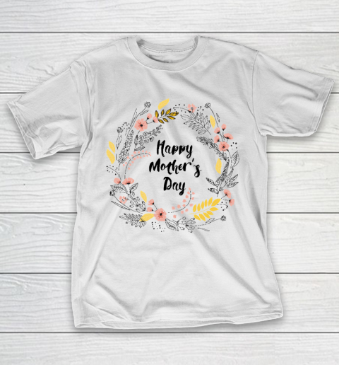 Mother's Day Funny Gift Ideas Apparel  Happy Mother's Day Floral Hibiscus Union Circle T Shirt T-Shirt