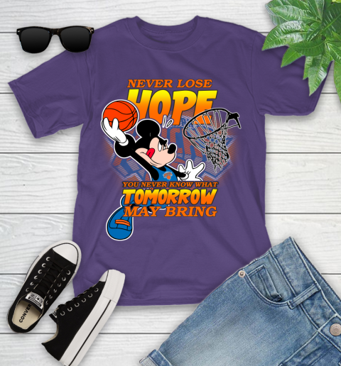 New York Knicks NBA Basketball Mickey Disney Never Lose Hope Youth T-Shirt 3