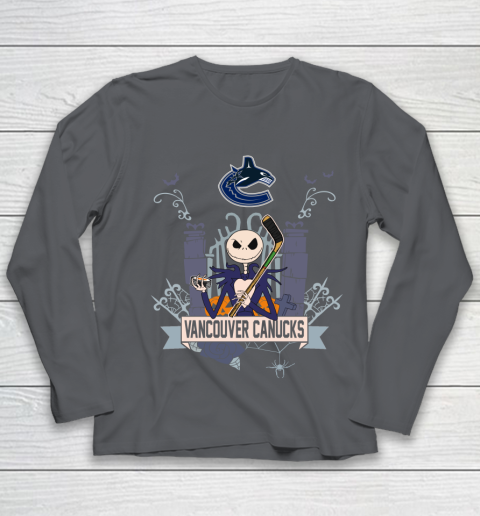 NHL Vancouver Canucks Hockey Jack Skellington Halloween Youth Long Sleeve 6