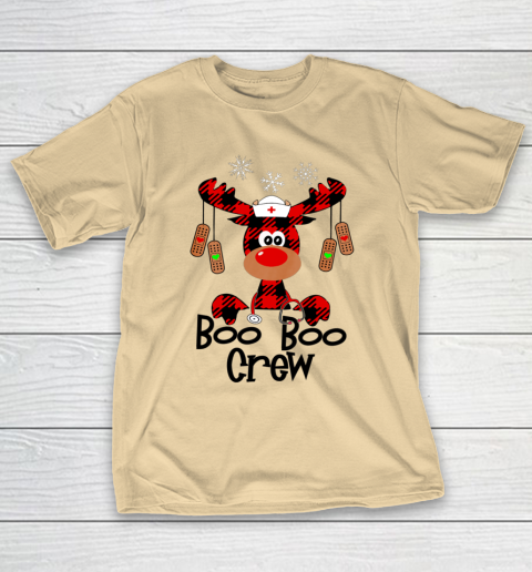 Boo Boo Crew Reindeer Nurse Christmas Buffalo Plaid Nursing T-Shirt