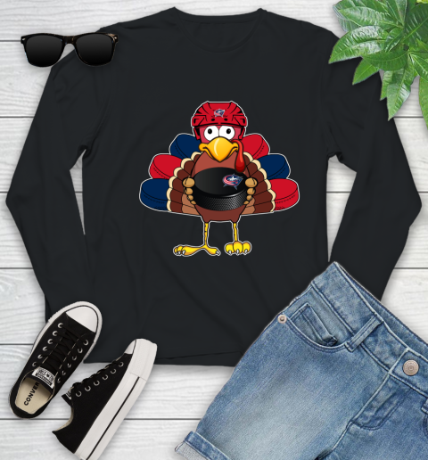 Columbus Blue Jackets Turkey Thanksgiving Day Youth Long Sleeve 2