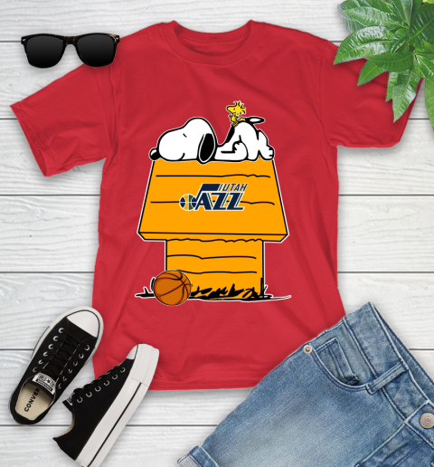 Utah Jazz NBA Basketball Snoopy Woodstock The Peanuts Movie Youth T-Shirt 10