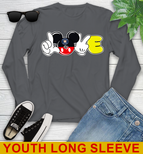 Houston Astros MLB Baseball Love Mickey Disney Sports Youth Long Sleeve 9