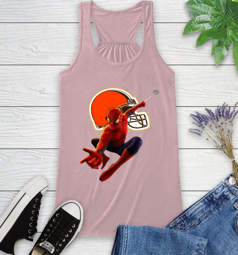NFL Spider Man Avengers Endgame Football Cleveland Browns Racerback Tank 11