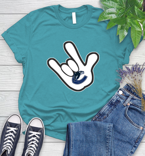 Vancouver Canucks NHL Hockey Mickey Rock Hand Disney Women's T-Shirt 12