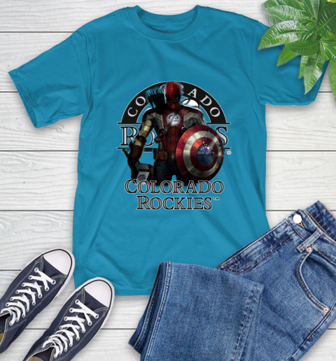 MLB Captain America Thor Spider Man Hawkeye Avengers Endgame Baseball Colorado Rockies T-Shirt 8