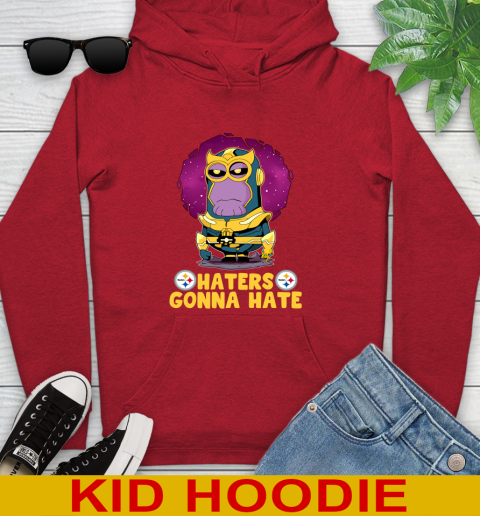 NFL Football Pittsburgh Steelers Haters Gonna Hate Thanos Minion Marvel Shirt Youth Hoodie 11