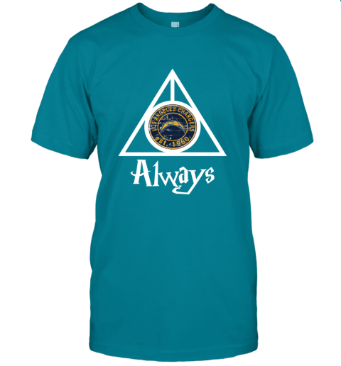 Always Love The Los Angeles Chargers x Harry Potter Mashup NFL auwn always love the los angeles chargers x harry potte classic t shirt 2 front tropical blue