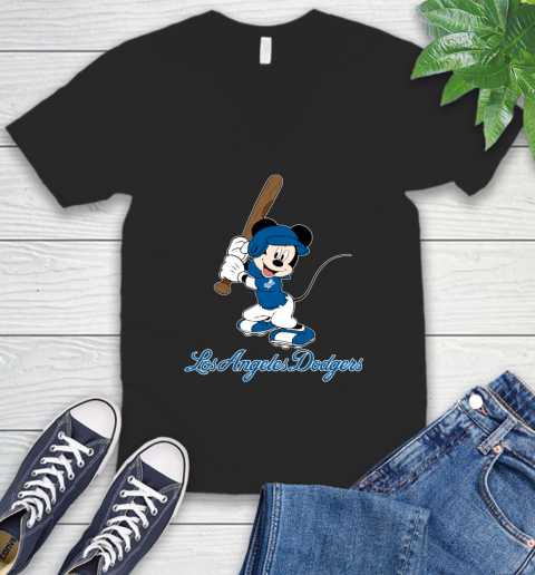 MLB Baseball Los Angeles Dodgers Cheerful Mickey Mouse Shirt V-Neck T-Shirt