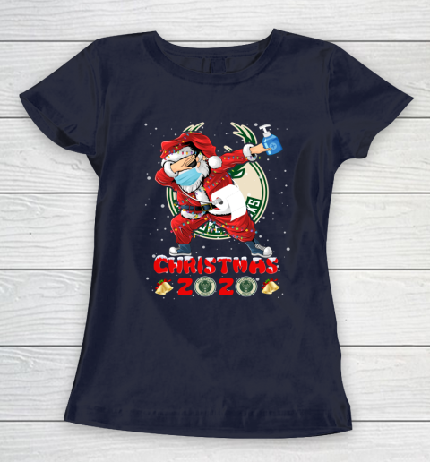 Milwaukee Bucks Funny Santa Claus Dabbing Christmas 2020 NBA Women's T-Shirt 2
