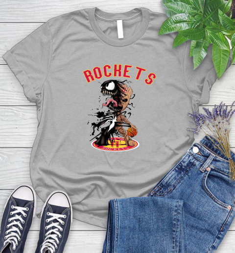 NBA Houston Rockets Basketball Venom Groot Guardians Of The Galaxy Women's T-Shirt 5