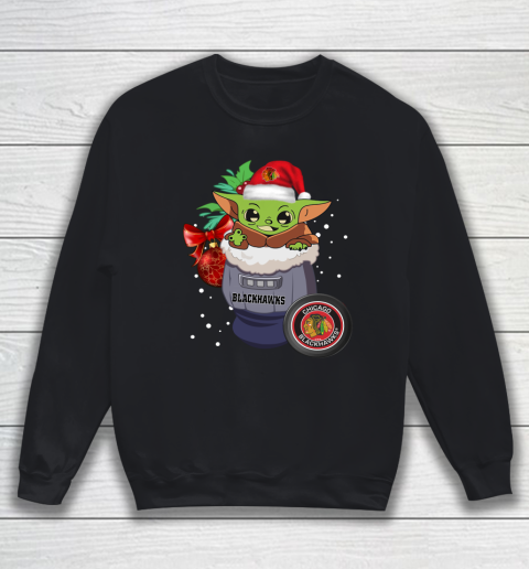 Chicago Blackhawks Christmas Baby Yoda Star Wars Funny Happy NHL Sweatshirt