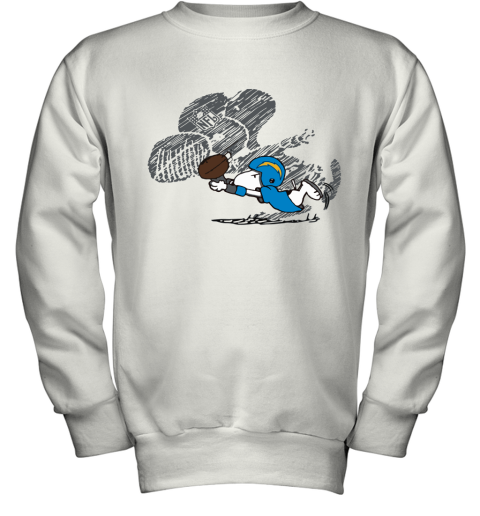 Los Angeles Chargers Snoopy Plays The Football Game Youth Sweatshirt