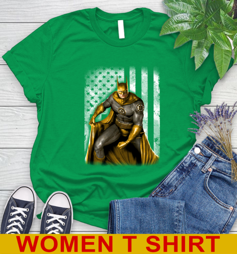 Boston Bruins NHL Hockey Batman DC American Flag Shirt Women's T-Shirt 7