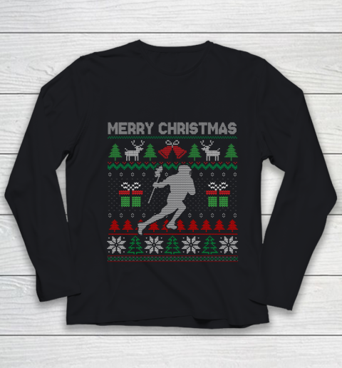 Ugly Christmas Lacrosse Player Santa Tree Xmas Gift Youth Long Sleeve