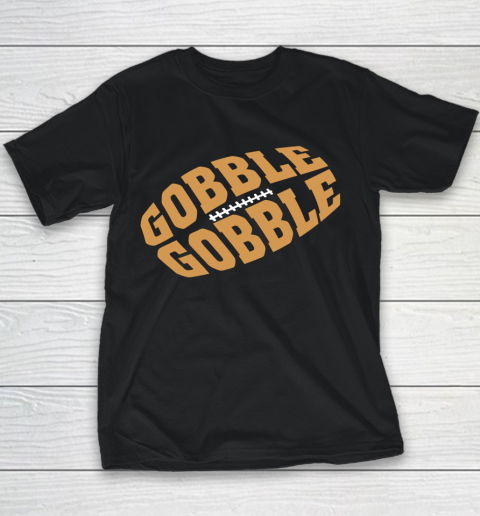 Vintage Gobble For Happy Thanksgiving Football Shaped Design Youth T-Shirt