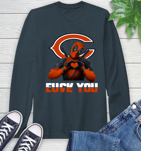 NHL Chicago Bears Deadpool Love You Fuck You Football Sports Long Sleeve T-Shirt 9