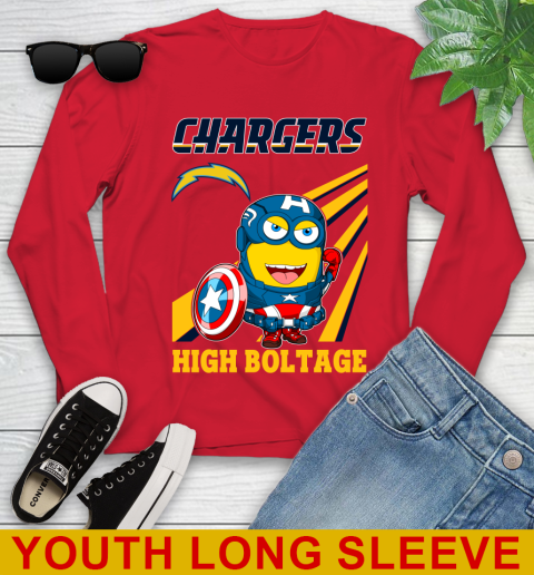NFL Football Los Angeles Chargers Captain America Marvel Avengers Minion Shirt Youth Long Sleeve 11