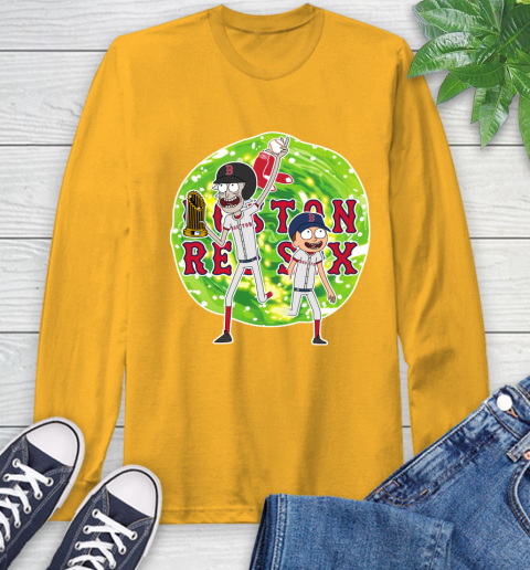 MLB Boston Red Sox Rick And Morty Commissioner's Trophy Baseball Sports Long Sleeve T-Shirt 3
