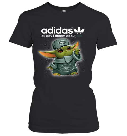 Baby Yoda Adidas All Day I Dream About New York Jets Women's T-Shirt