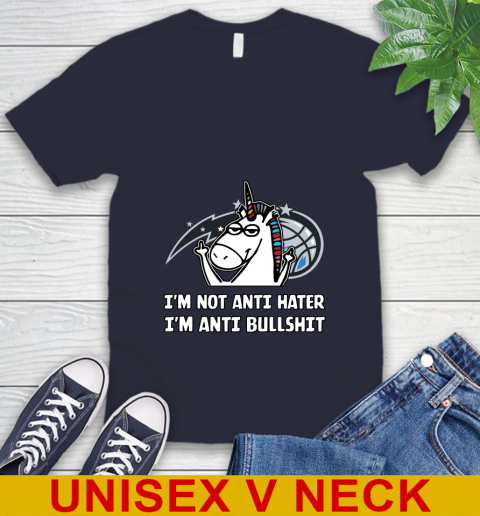 Orlando Magic NBA Basketball Unicorn I'm Not Anti Hater I'm Anti Bullshit V-Neck T-Shirt 3